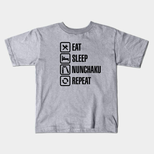 Eat Sleep Nunchaku Repeat Kids T-Shirt by LaundryFactory